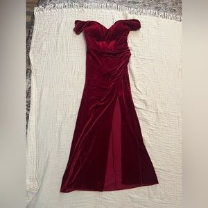 Azazie Jas Velvet Dress in Burgundy